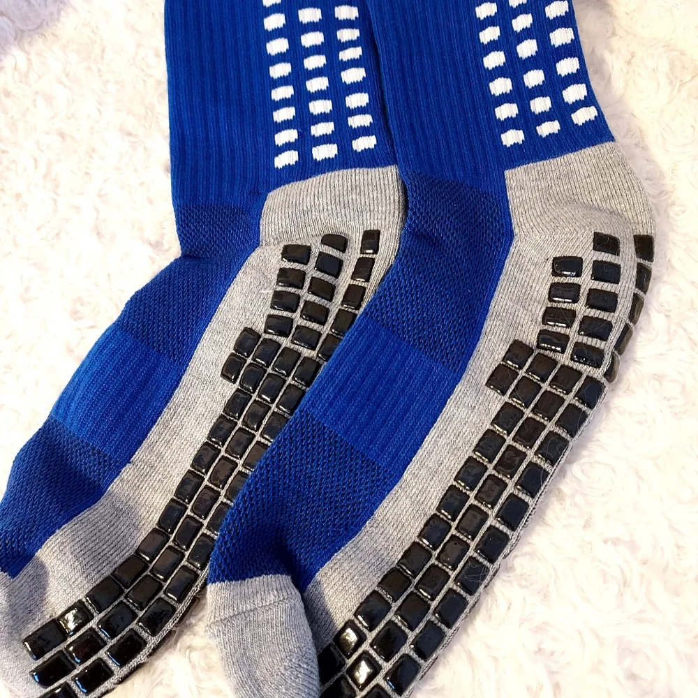 New Heavy blue gray cozy slipper socks with non-skid sole warm winter
